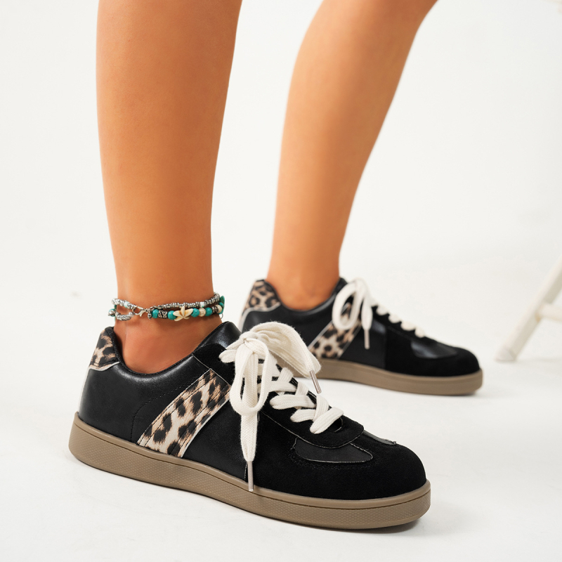 Naistele mõeldud piiriülesed suured retro leopardimustriga moraalsed treeningkingad 2025. aasta kevadeks, uued ümara ninaga paeltega mitmekülgsed vabaajajalatsid hulgimüügist