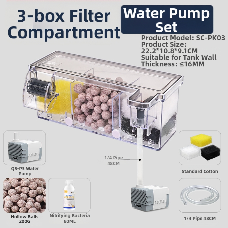 Zivju tvertnes filtra ūdens attīrīšanas cikls trīs vienā iegremdējams sūknis bruņurupuču tvertnes augšpusē esošs filtra kaste skābekļa ražošanai integrēta pilināšanas kaste