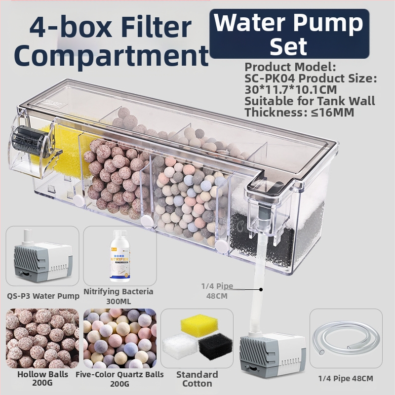 Zivju tvertnes filtra ūdens attīrīšanas cikls trīs vienā iegremdējams sūknis bruņurupuču tvertnes augšpusē esošs filtra kaste skābekļa ražošanai integrēta pilināšanas kaste