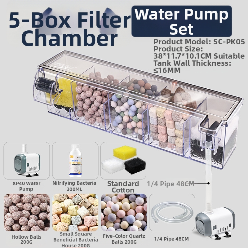 Zivju tvertnes filtra ūdens attīrīšanas cikls trīs vienā iegremdējams sūknis bruņurupuču tvertnes augšpusē esošs filtra kaste skābekļa ražošanai integrēta pilināšanas kaste