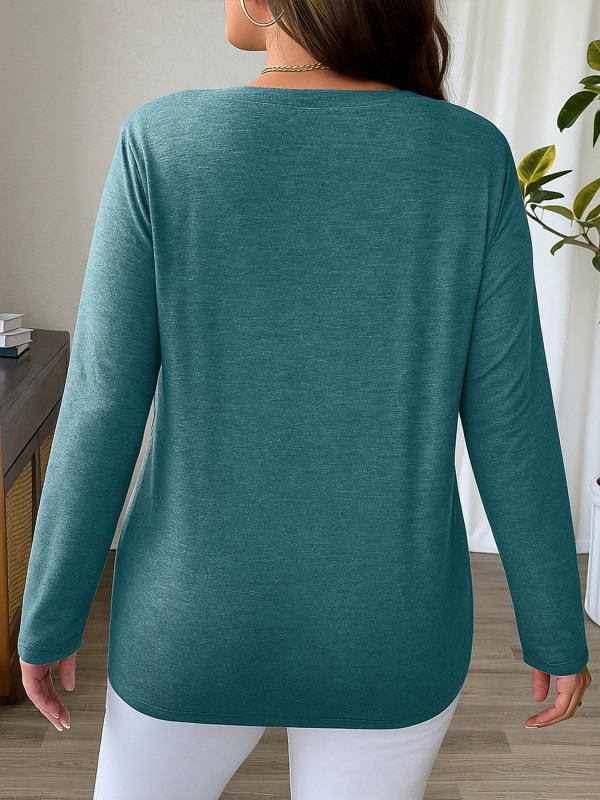 2025 m. nauji tarpvalstybiniai rudens ir žiemos didelių dydžių moteriški megztiniai ilgomis rankovėmis, V formos iškirpte, europietiški ir amerikietiški marškinėliai, išskirtinai prieinami „Amazon“ parduotuvėje.