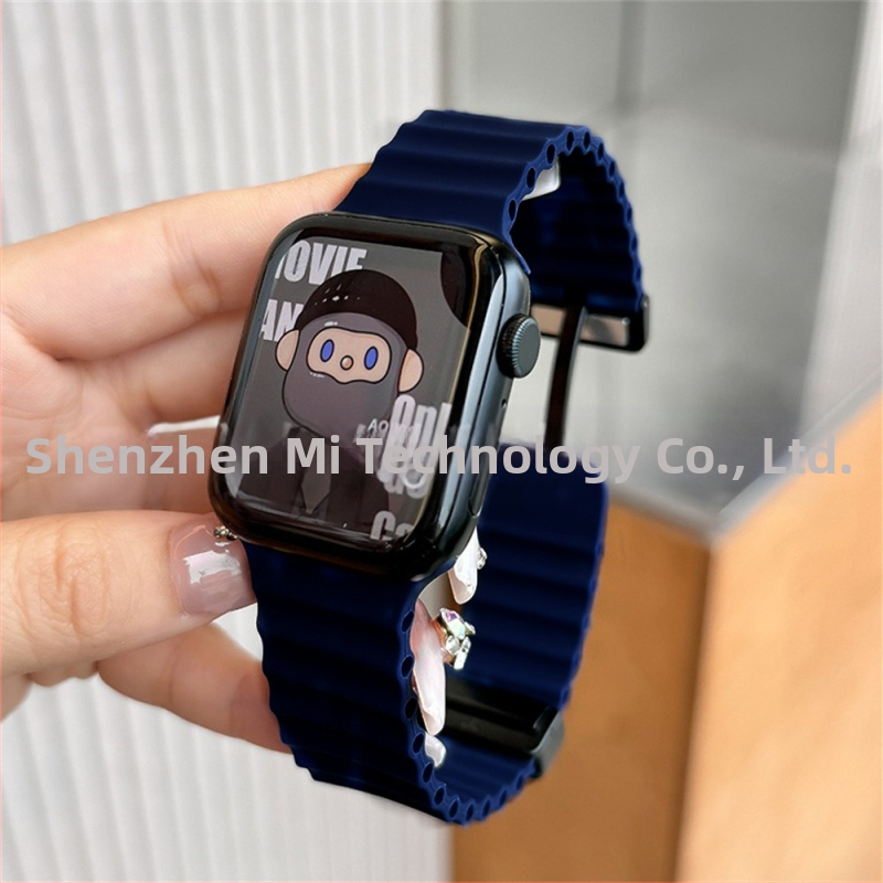 Για Apple iwatch ultra98765432 γενιάς 49 χιλιοστών θαλάσσια πτυσσόμενη αγκράφα σιλικόνης μαγνητικό λουράκι S10