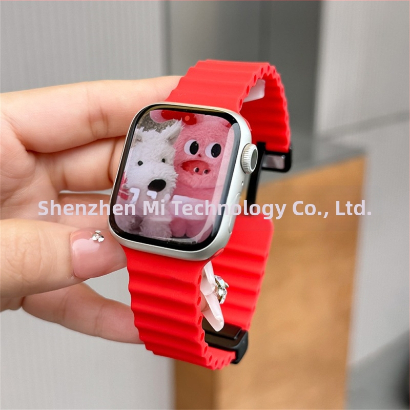 Για Apple iwatch ultra98765432 γενιάς 49 χιλιοστών θαλάσσια πτυσσόμενη αγκράφα σιλικόνης μαγνητικό λουράκι S10