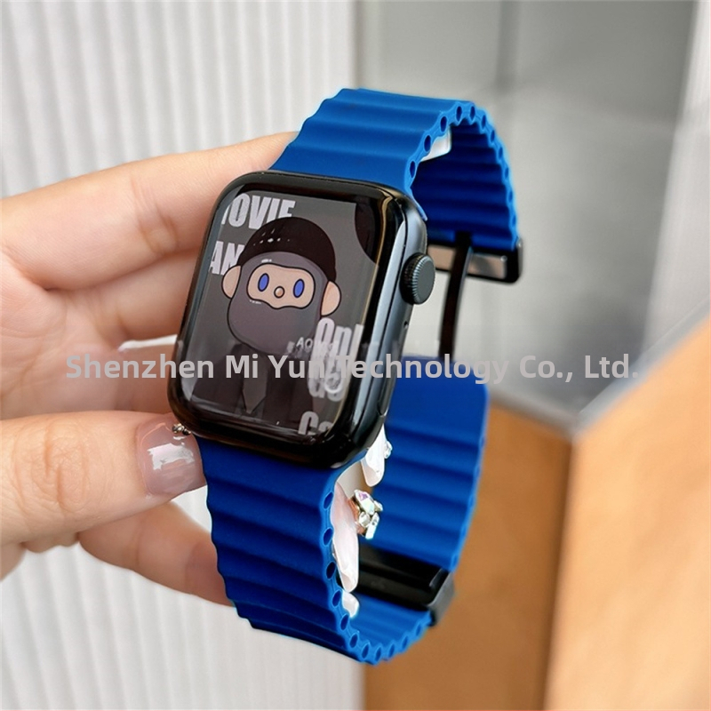 Για Apple iwatch ultra98765432 γενιάς 49 χιλιοστών θαλάσσια πτυσσόμενη αγκράφα σιλικόνης μαγνητικό λουράκι S10