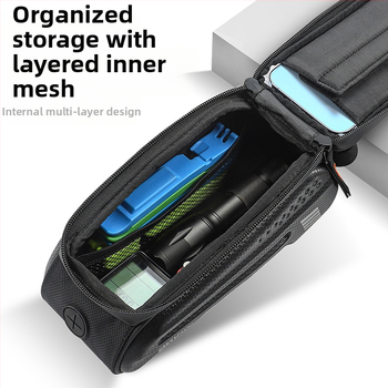 Τσάντα ποδηλάτου με σκληρό κέλυφος άμεσης προμήθειας από εργοστάσιο, τσάντα μπροστινής δοκού για ποδήλατα βουνού, τσάντα για κινητό τηλέφωνο με οθόνη αφής, τσάντα σέλας, εξοπλισμός ιππασίας