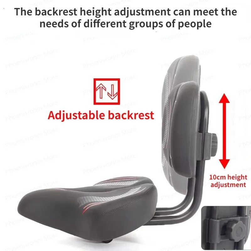 Triračio sėdynės pagalvėlė su atlošu, elektrinis automobilio balnelis su akumuliatoriumi, automobilio sėdynė, dviračio sėdynės krepšys, padidinta plati sėdynės pagalvėlė