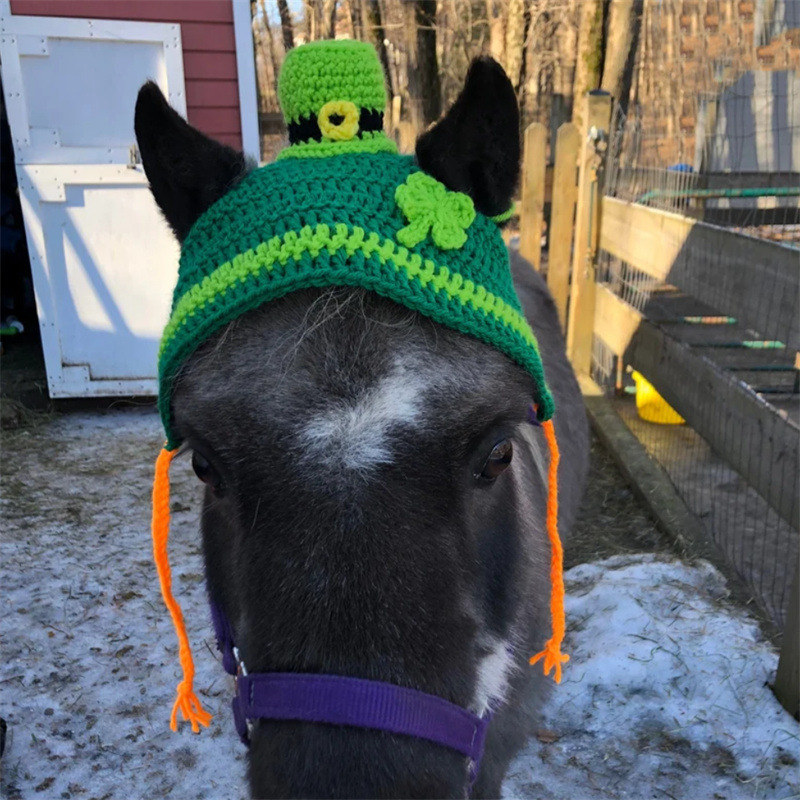Външна търговия Amazon трансгранична нова ръчно плетена празнична атмосфера голяма шапка за домашни любимци модна персонализирана шапка за кон
