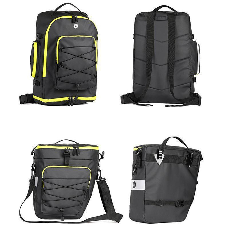 Velosipēda soma Trīs vienā Noņemama velosipēda uzglabāšanas soma Velosipēda braukšanai Liela ietilpība Aizmugurējā sēdekļa plaukts Soma ar grozu