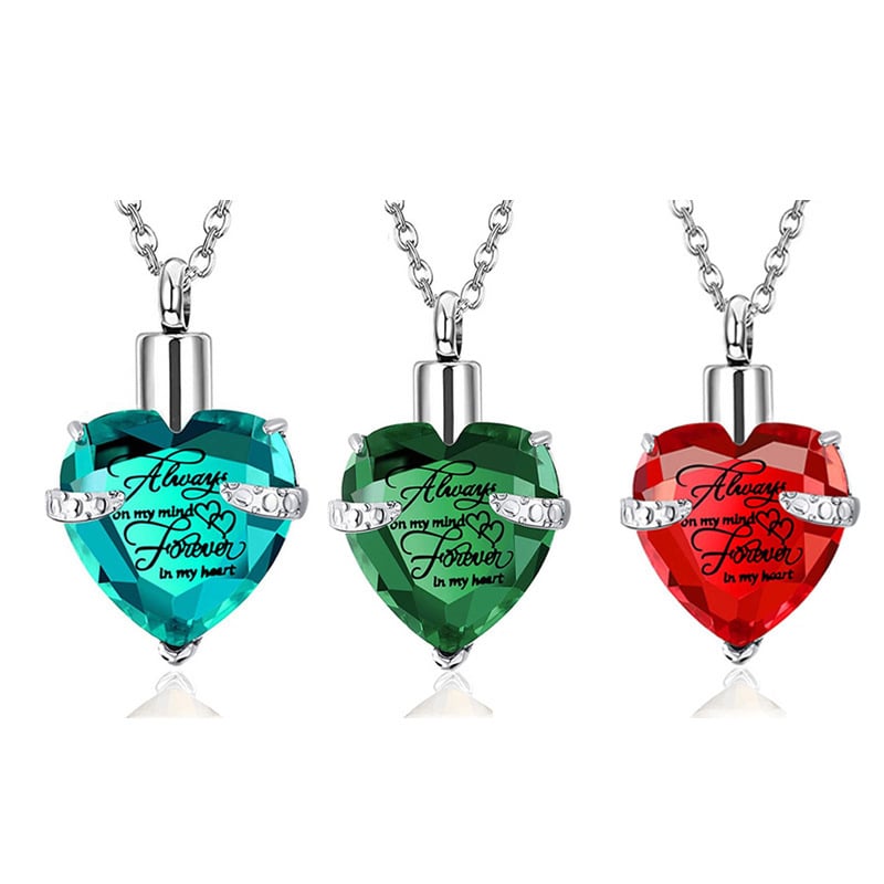 Colier de cristal în formă de inimă, pandantiv cu piatră cinerară pentru ziua de naștere din decembrie, colier cu sticlă de parfum, vânzare transfrontalieră Amazon