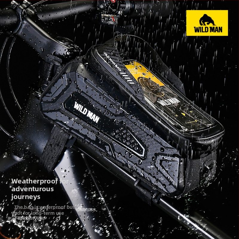Taška na horský bicykel s tvrdou škrupinou WILD MAN, predný nosník, horná rámová trubka, mobilný telefón, dotyková obrazovka, predné sedlo, auto, taška na jazdecké vybavenie