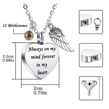 Karštai parduodamas nerūdijančio plieno gimimo akmens urnos karoliai, širdies formos urnos pakabukas, atminimo šeimos augintinių papuošalai