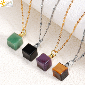 Ins Simple parfüümihajuti Essence pudeli ripats looduskivist kristallist väikese ruudukujulise kalliskiviga parfüümipudeli kaelakee