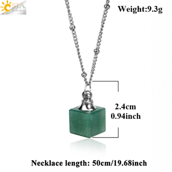 Ins Simple Αρωματοποιός Διαχύτη Ουσίας Μπουκάλι Κρεμαστό Φυσικό Πέτρινο Κρύσταλλο Μικρό Τετράγωνο Κολιέ Μπουκάλι Άρωμα Gem