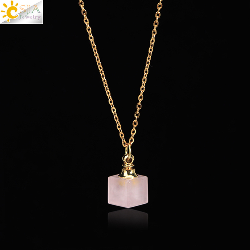 Ins Simple parfüümihajuti Essence pudeli ripats looduskivist kristallist väikese ruudukujulise kalliskiviga parfüümipudeli kaelakee