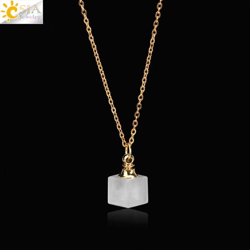 Ins Simple parfüümihajuti Essence pudeli ripats looduskivist kristallist väikese ruudukujulise kalliskiviga parfüümipudeli kaelakee