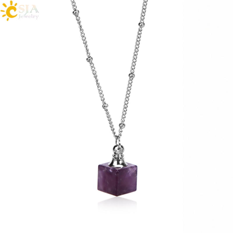 Ins Simple parfüümihajuti Essence pudeli ripats looduskivist kristallist väikese ruudukujulise kalliskiviga parfüümipudeli kaelakee