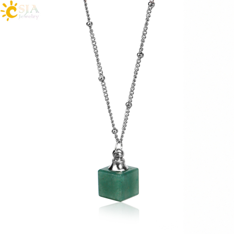 Ins Simple parfüümihajuti Essence pudeli ripats looduskivist kristallist väikese ruudukujulise kalliskiviga parfüümipudeli kaelakee