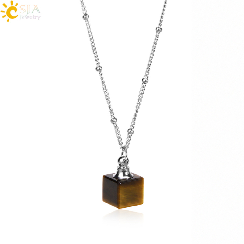 Ins Simple parfüümihajuti Essence pudeli ripats looduskivist kristallist väikese ruudukujulise kalliskiviga parfüümipudeli kaelakee