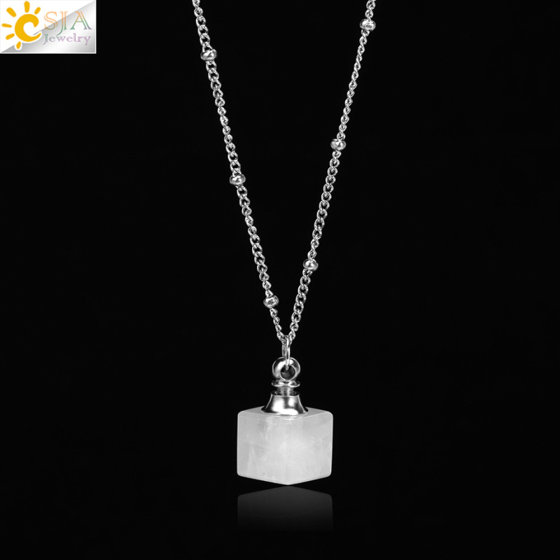 Ins Simple parfüümihajuti Essence pudeli ripats looduskivist kristallist väikese ruudukujulise kalliskiviga parfüümipudeli kaelakee