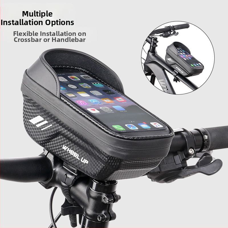Brašna na bicykel Wheelup CrossBorder s tvrdou škrupinou z eva materiálu, taška na predný nosník, nepremokavá taška na mobilný telefón s dotykovou obrazovkou, sedlová brašňa na hornú rámovú trubku