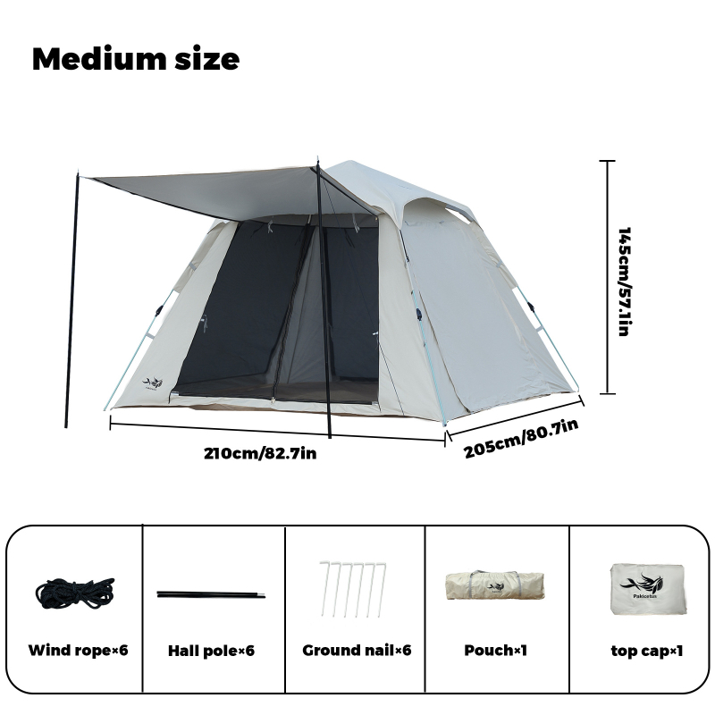 Välistingimustes telkimiseks mõeldud automaatne kokkupandav kaasaskantav täiskomplekt telkimiseks ööbimiseks mõeldud varustus paksendatud vihmakindel ja päikesekaitsekreemiga
