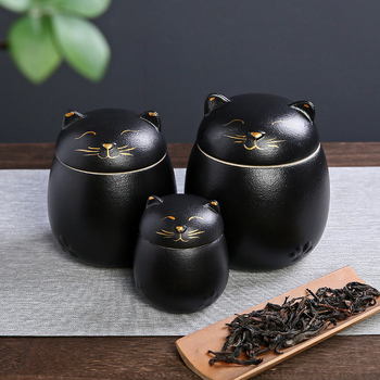 Lucky Cat kerámia teáskanna hordozható nedvességálló tárolóedény kis méretű aszalt gyümölcsös üveg kreatív aranyos kutyaasztal dekoráció