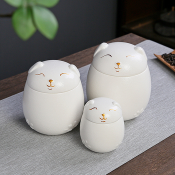 Κεραμικό βάζο τσαγιού Lucky Cat φορητό βάζο αποθήκευσης ανθεκτικό στην υγρασία μικρό μέγεθος βάζο αποξηραμένων φρούτων δημιουργική χαριτωμένη διακόσμηση γραφείου σκύλου