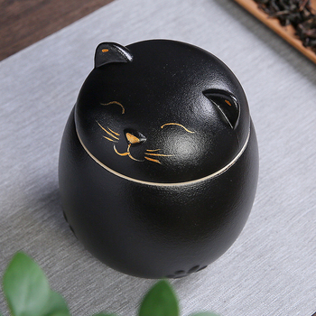 Κεραμικό βάζο τσαγιού Lucky Cat φορητό βάζο αποθήκευσης ανθεκτικό στην υγρασία μικρό μέγεθος βάζο αποξηραμένων φρούτων δημιουργική χαριτωμένη διακόσμηση γραφείου σκύλου