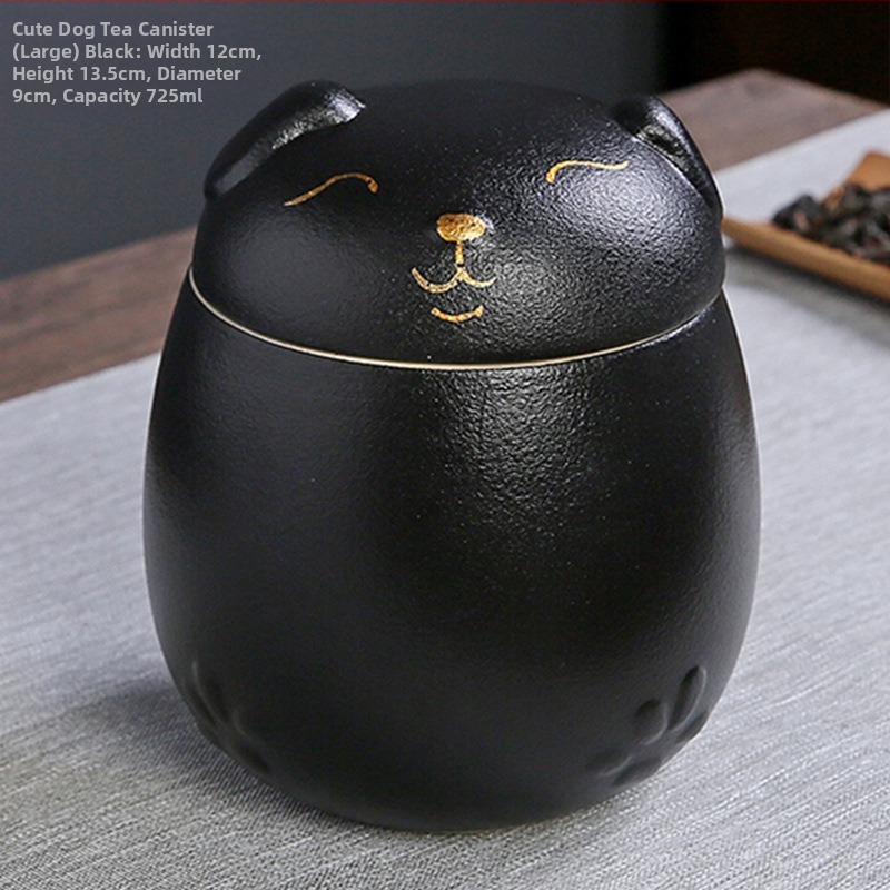 Lucky Cat kerámia teáskanna hordozható nedvességálló tárolóedény kis méretű aszalt gyümölcsös üveg kreatív aranyos kutyaasztal dekoráció