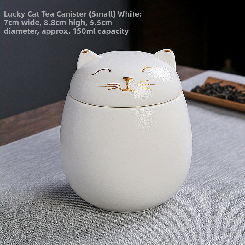 Lucky Cat kerámia teáskanna hordozható nedvességálló tárolóedény kis méretű aszalt gyümölcsös üveg kreatív aranyos kutyaasztal dekoráció