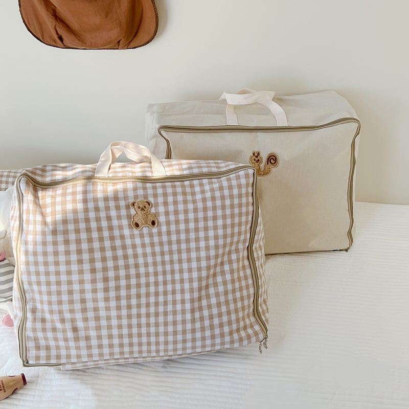 Desene animate Quilt Kidsren`s depozitare bag coreean Ins urs veveriță bagaje maternitate bag carouri grădiniță geantă de mână