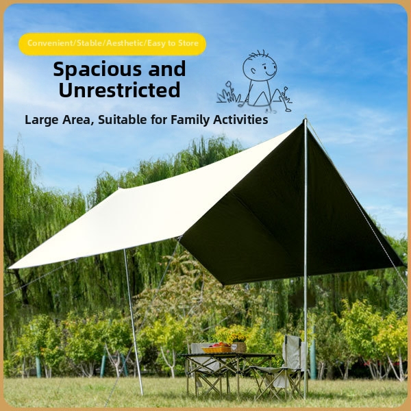 Слънцезащитна сребриста небесна завеса, дъждоустойчива небесна завеса на склад, удебелена небесна завеса за къмпинг, пикник, плаж, черна лепенка