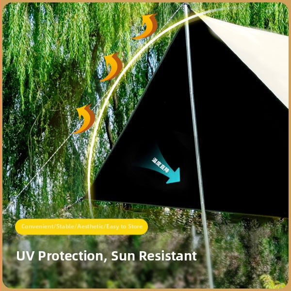 Слънцезащитна сребриста небесна завеса, дъждоустойчива небесна завеса на склад, удебелена небесна завеса за къмпинг, пикник, плаж, черна лепенка