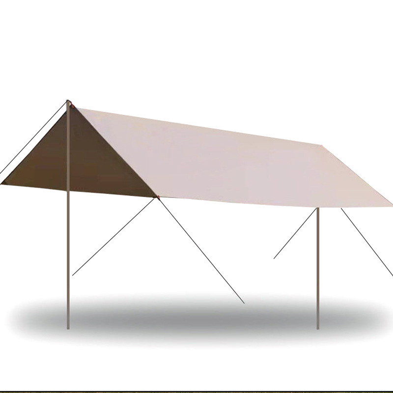 Päikesekindel hõbetatud taevakardin Vihmakindel taevakardin laos Paksendatud õues kasutamiseks mõeldud telkimiseks mõeldud piknikurannakardin Musta liimiga taevakardin