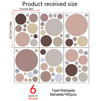 MS009-YW σετ αυτοκόλλητων τοίχου με μπλε γκρι πουά χρώμα 6 τεμαχίων, διακοσμητικά αυτοκόλλητα τοίχου σαλονιού, αυτοκόλλητα τοίχου