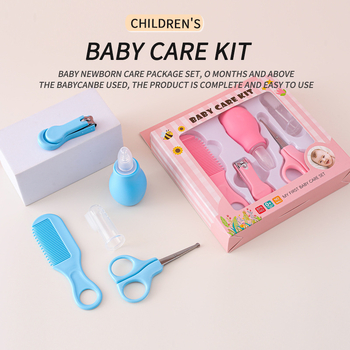 Tarpvalstybinis kūdikių valymo kostiumas kūdikiams, nosies siurbimo pirštų dantų šepetėlis, apsauginės žirklės, nagų kirpimo mašinėlė, mažos šukos, 5 dalių rinkinys