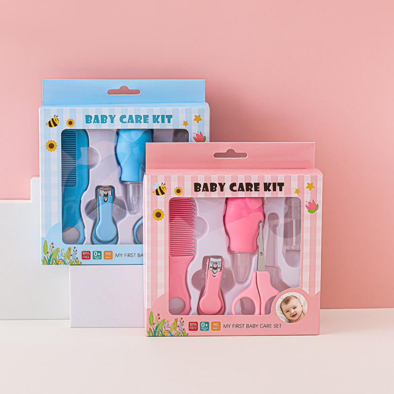 Tarpvalstybinis kūdikių valymo kostiumas kūdikiams, nosies siurbimo pirštų dantų šepetėlis, apsauginės žirklės, nagų kirpimo mašinėlė, mažos šukos, 5 dalių rinkinys