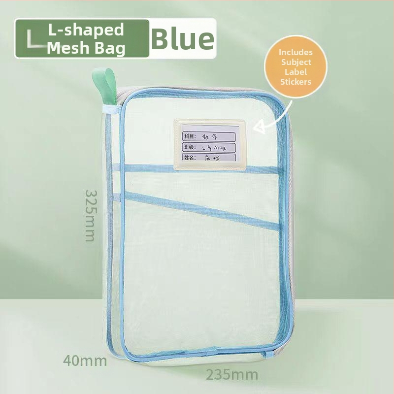 L-kujuline suure avaga testpaberi hoiukott suure mahutavusega testpaberi hoiukott õppematerjalide hoiukott võrgust kaasaskantav failikott hulgimüük