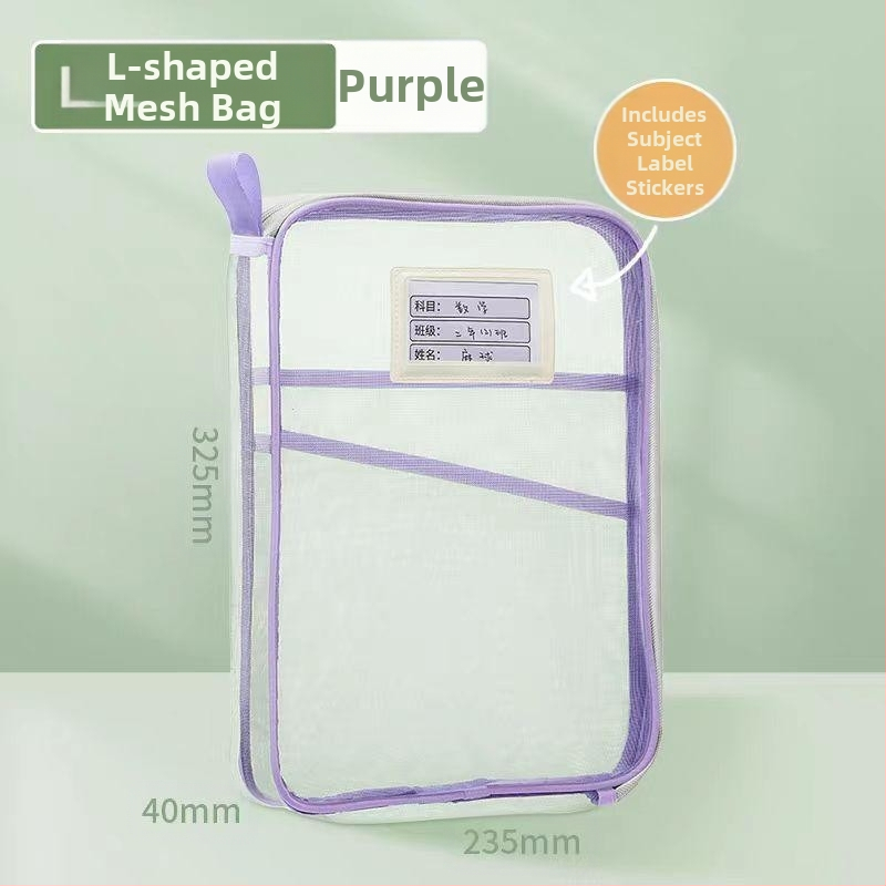 L-kujuline suure avaga testpaberi hoiukott suure mahutavusega testpaberi hoiukott õppematerjalide hoiukott võrgust kaasaskantav failikott hulgimüük