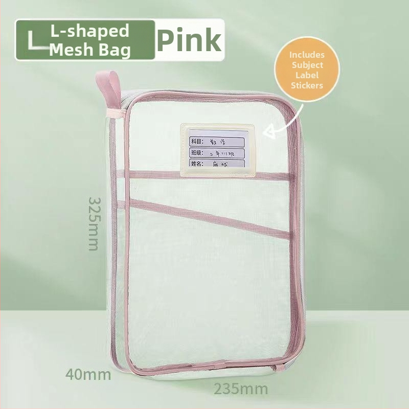 L-kujuline suure avaga testpaberi hoiukott suure mahutavusega testpaberi hoiukott õppematerjalide hoiukott võrgust kaasaskantav failikott hulgimüük