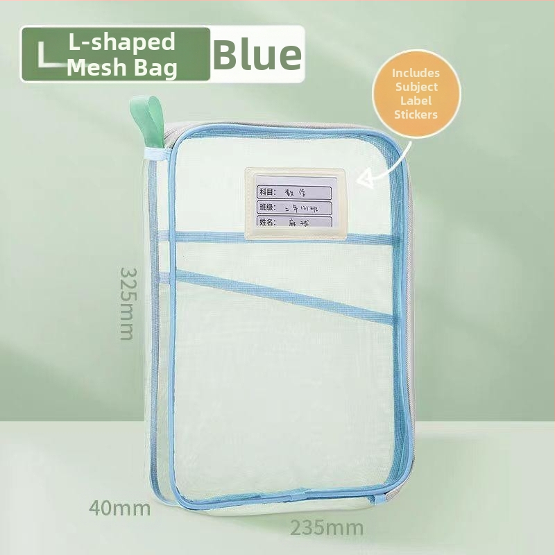 L-kujuline suure avaga testpaberi hoiukott suure mahutavusega testpaberi hoiukott õppematerjalide hoiukott võrgust kaasaskantav failikott hulgimüük