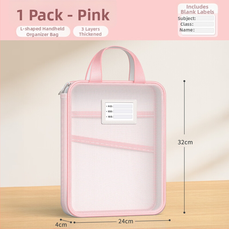 L-kujuline suure avaga testpaberi hoiukott suure mahutavusega testpaberi hoiukott õppematerjalide hoiukott võrgust kaasaskantav failikott hulgimüük