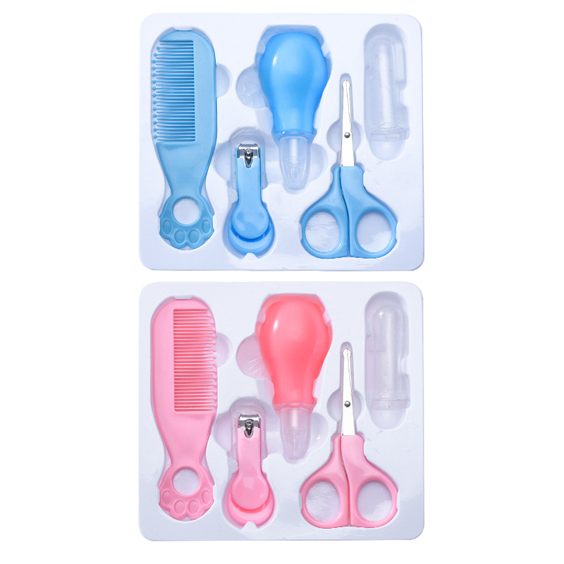 Kūdikių priežiūros produktai, tinkantys 0–3 metų kūdikiams, šukos, žirklės, patogus 5 dalių priežiūros rinkinys.