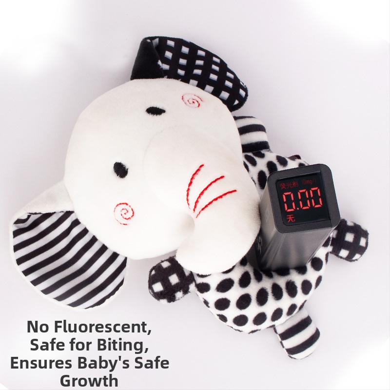 Naujas juodai baltas apvalus rankomis sukamas kūdikio varpelis, rankomis subraižytas varpelis, gyvūnų skambėjimo popierius, O formos pliušinis žaislas