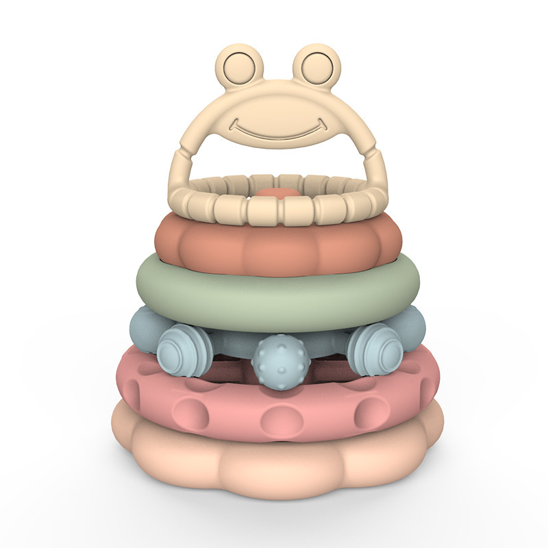 Pārrobežu jauni produkti Zīdaiņu izglītojošas agrīnās bērnības rotaļlietas Krāsainas kognitīvas silikona sakraušanas rotaļlietas Digitālie celtniecības klucīši