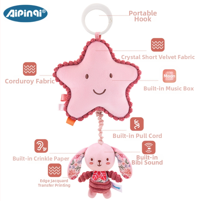 Aipinqi бебешки играчки за хващане във формата на животно, обучение за ранно образование 0-3 години, новородено, дърпащо звънче, висящи играчки