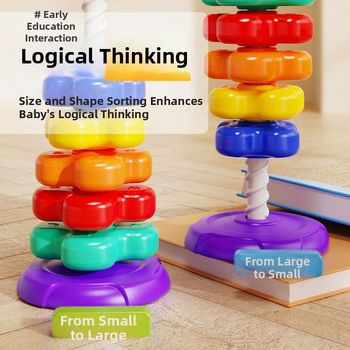 0-3 gadus vecu bērnu agrīnās izglītības rotaļlietas Varavīksnes vērpējs Jenga krāsains zīdaiņu bērnu izglītojošais vērpējs