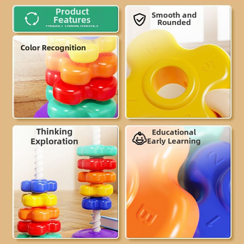 0-3 gadus vecu bērnu agrīnās izglītības rotaļlietas Varavīksnes vērpējs Jenga krāsains zīdaiņu bērnu izglītojošais vērpējs