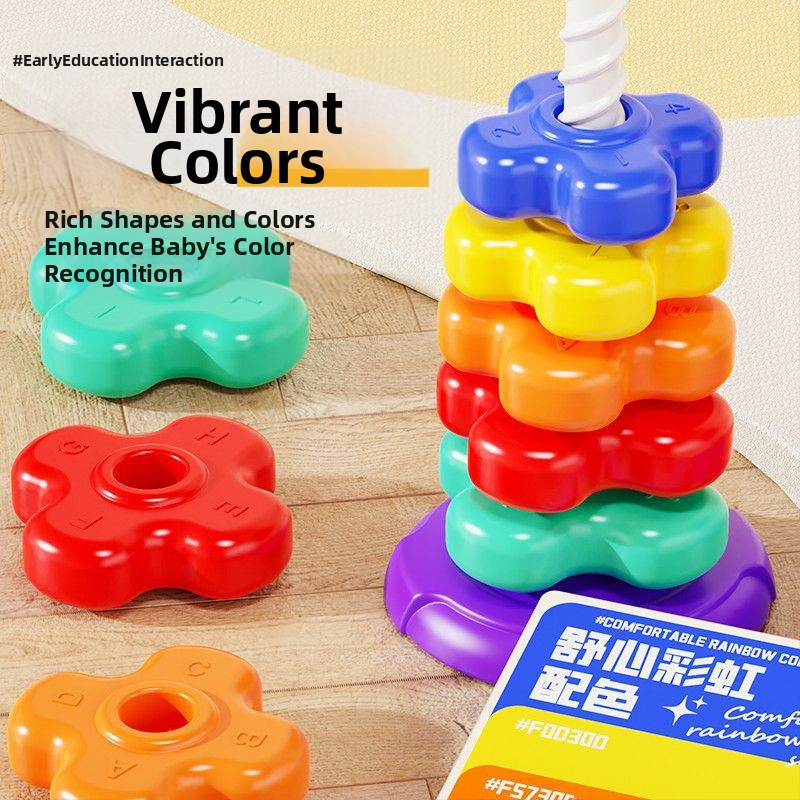 0-3 години Бебешки играчки за ранно образование Rainbow Spinner Jenga Цветни образователни спинери за бебета и деца