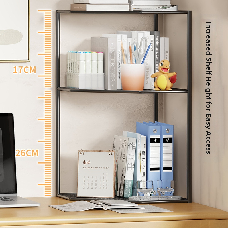 Настолен триъгълен рафт за книги, ъглов стелаж за съхранение, офис настолен многослоен малък ъглов ветрилообразен рафт за съхранение на книги